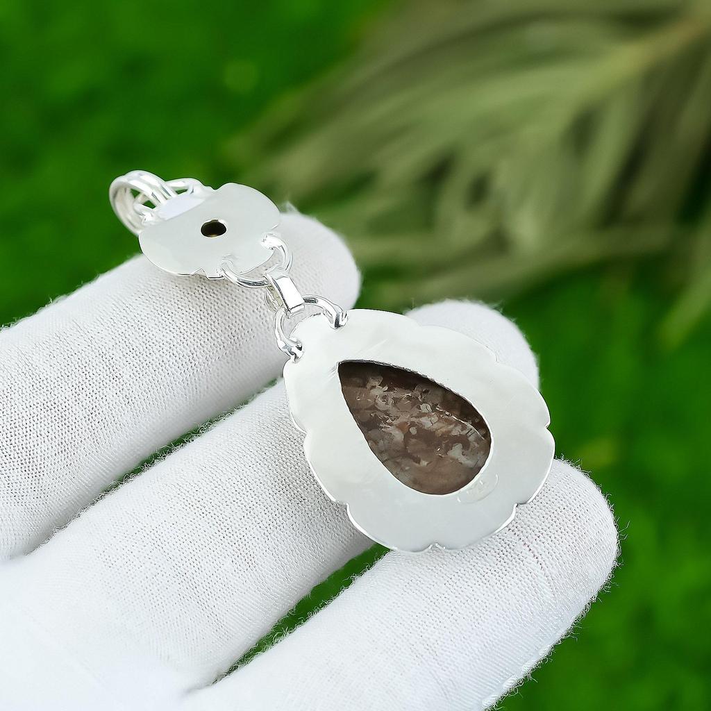 Gift For Women Pendant 925 Sterling Silver Natural Butterfly Jasper Gemstone