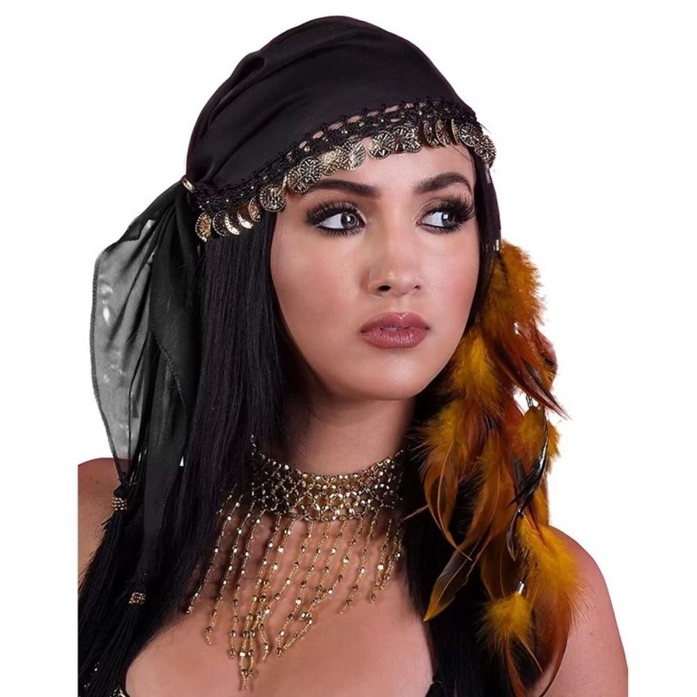 Crochet Coin Headscarf Traditional Dance Costume Headwear Belly Dance Accessories Belly Dance