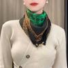 Junjun live broadcast popular leopard print silk scarf women's magnetic buckle new scarf autumn and winter cotton and linen neck scarf triangle scarf