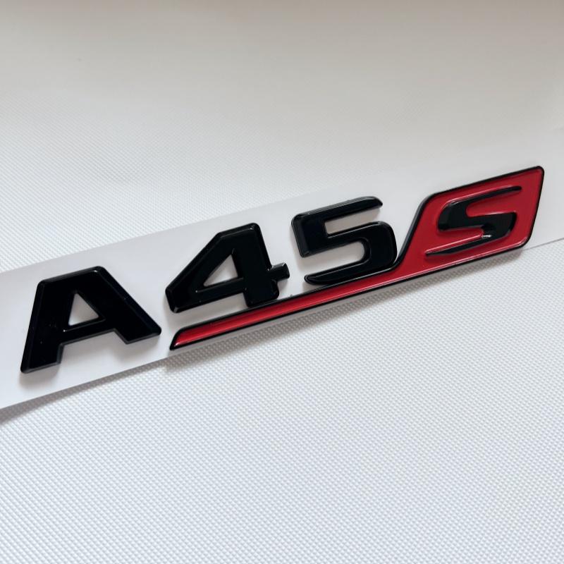 3D ABS Chrome Black Red Letters Car Trunk Badge Sticker For Mercedes Benz A45 AMG W177 W176 A45S Emblem Auto Accessories