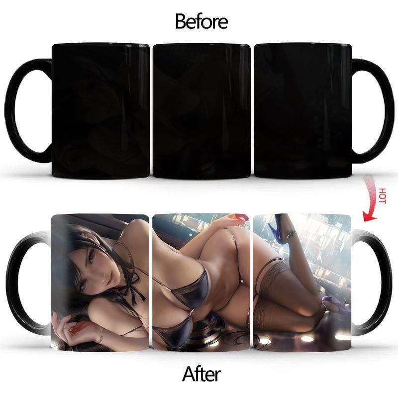 Чашка для сексуальной девушки, горячая реакция, кофейная чашка BSKT-083, персонализированные подарки, фарфоровые кружки, бесплатная доставка, кружка на заказ, аниме-чашки, посуда для напитков