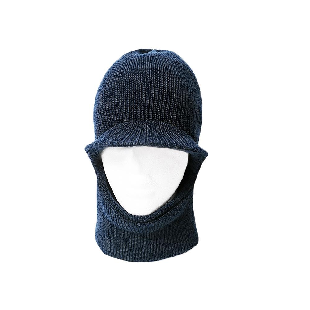 Warm knitted hat, winter cycling windproof ear protection wool tiger hat, exposed fleece thickened one-piece pullover hat