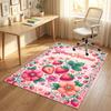 Floral Garden Theme Crystal Velvet Rug Personalized Custom Name Text Soft Floor Mat Home Decor