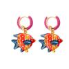 Lip Enamel Fish Earrings Starfish Hoop Earrings Personality Charms Ear Buckle  Party