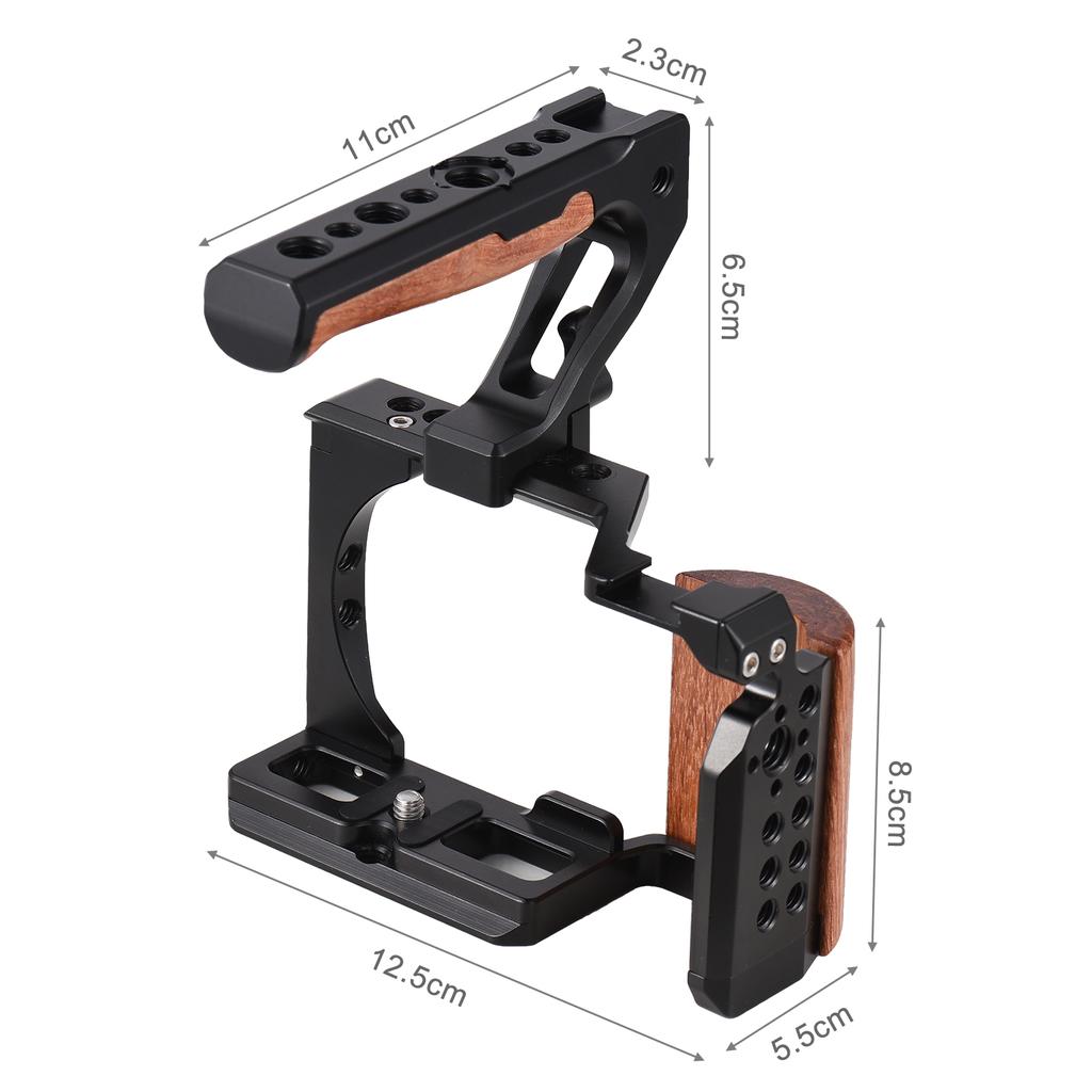 Andoer Camera Cage + Top Handle Kit Aluminum Alloy Video Cage with Cold Shoe Mount 1/4 Inch & 3/8