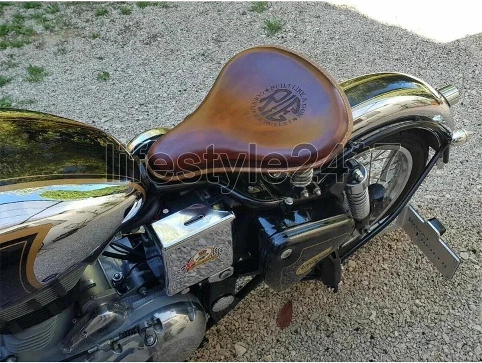 Подходит для Royal Enfield Classic 350cc 500cc Переднее и заднее кожаное сиденье Коричневое