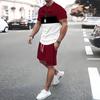 Новый мужской комплект из 2 предметов: футболка с короткими рукавами и принтом в виде букв в полоску, летняя футболка с короткими рукавами, шорты на шнурке