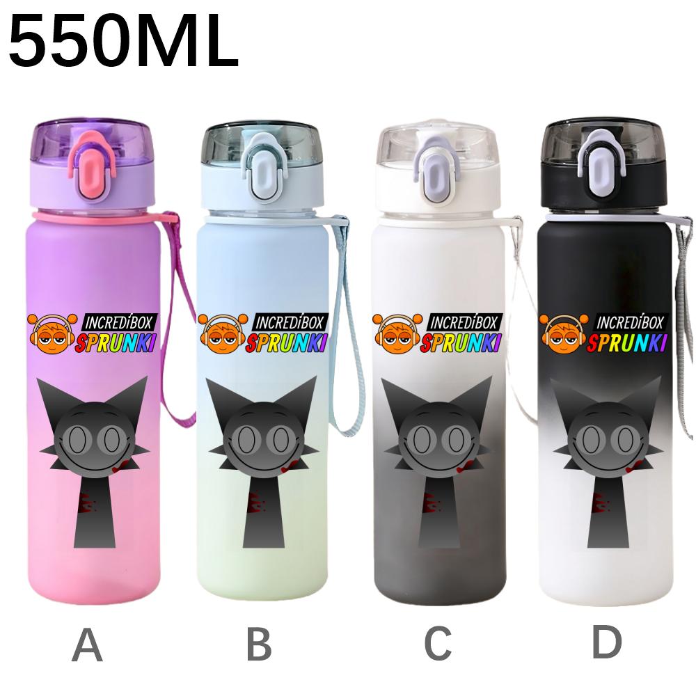 High Quality 550ml Game Sprunki Gradient Sports Water Bottle Cartoon Leak-proof Portable Drinking Bottles Outdoors Sports Fitness Water Cup