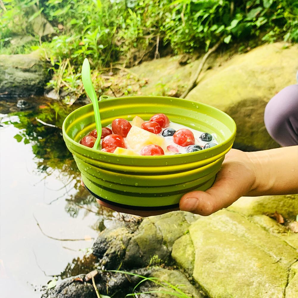 Outdoor Collapsible Pot with 2 Foldable Bowls Heat Resistant Cook Pot Tableware Stainless Steel for Hiking Backpacking