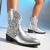 Glitter Ankle Women Boots Luxury High Heels Shoes Designer New Chunky Shoes Winter 2025 Trend Goth Chelsea Fad Party Botas Mujer