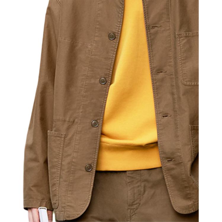 Uniqlo Однотонная минималистичная куртка с карманом и лацканами, унисекс, цвет верблюда 453227-34