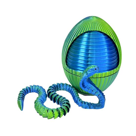 1 набор 3D-печатных фигурок в виде яйца змеи с подвижными суставами, игрушка-фиджет в виде вращающегося яйца змеи с шарнирной змеей внутри, украшение