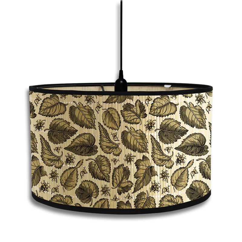 Абажур в скандинавском стиле с зеленым растительным узором, абажур из бамбука, люстра для кафе, декор в стиле ретро для домашнего проживания, подвесной светильник