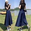 2025 Women's High Waist Slimming Midi Denim A-Line Skirt for Spring/Summer