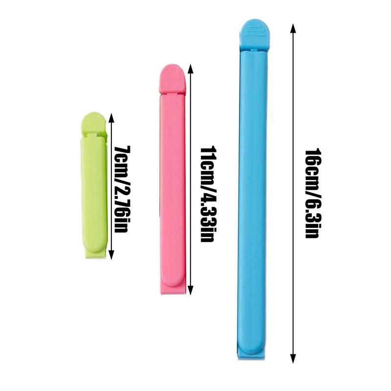 Цветные зажимы для хранения продуктов, зажимы для пакетов с чипсами, набор для герметичного закрытия 12 шт., застежки для снеков разных размеров, многоразовые застежки для хранения на кухне