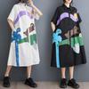 Summer Loose Plus Print Patchwork Casual Short Sleeved Dress