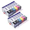 Ink Cartridges - TONERMEDIA - PGI-520 CLI-521 - Pack of 12 - Compatible Canon PIXMA - Multi-color