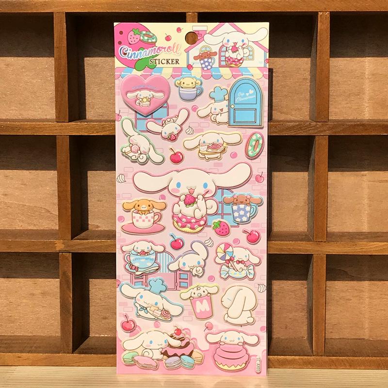 Kawaii Cinnamoroll 3D Relief Double-Layer Bubble Sticker Cute Phone Case Laptop Decoration for Journal Stationery School Sticker