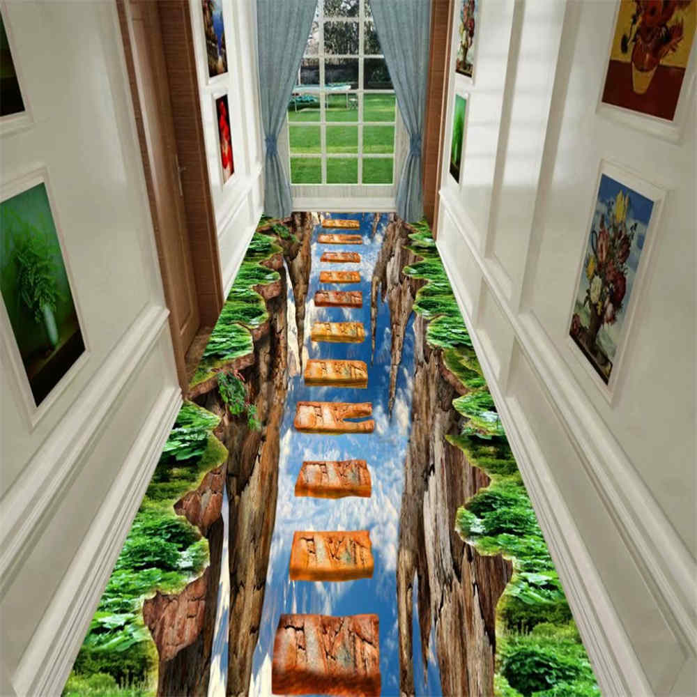 3D Carpet Rugs Living Room Doorway Long Corridor Rug Pastoral Lawn Path Print Kitchen Carpets Idyllic Scenery Area Rug Mat