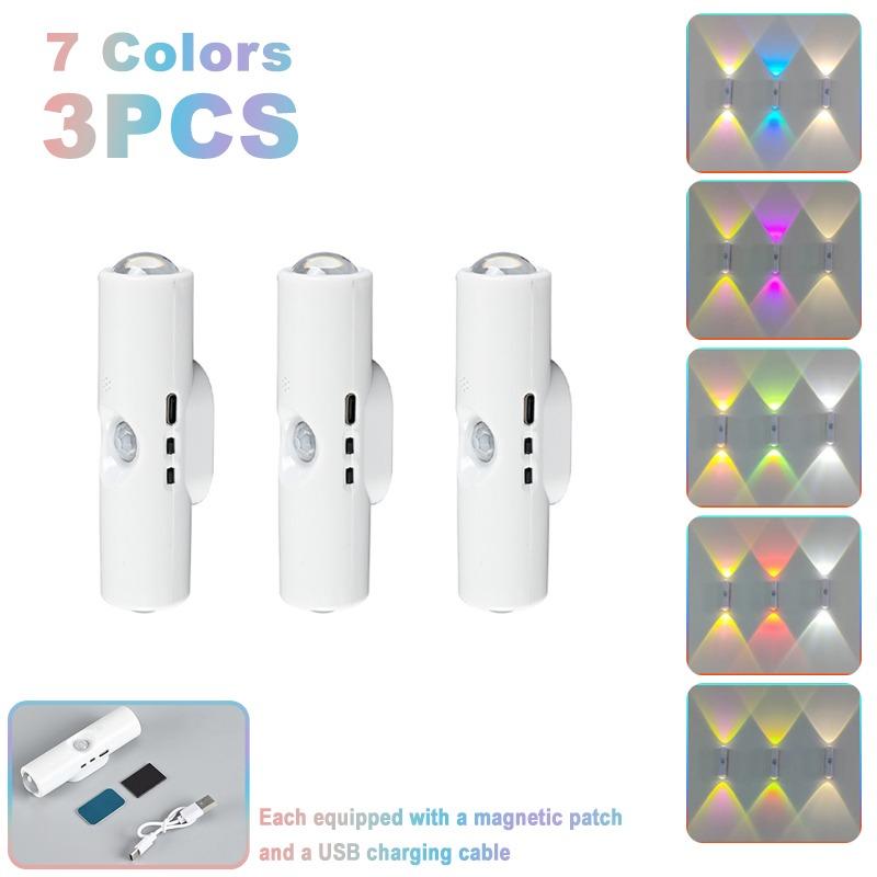 1/2/3 ШТ Умный RGB Градиентный Ночник Магнитный Датчик Движения Перезаряжаемая Настенная Лампа для Спальни Ванной Комнаты Шкафа Сада Домашний Декор