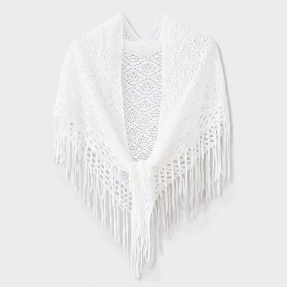 Cloak Knitted Triangle Scarf Cape Fart Curtain Simple Hollow Out Scarves Female