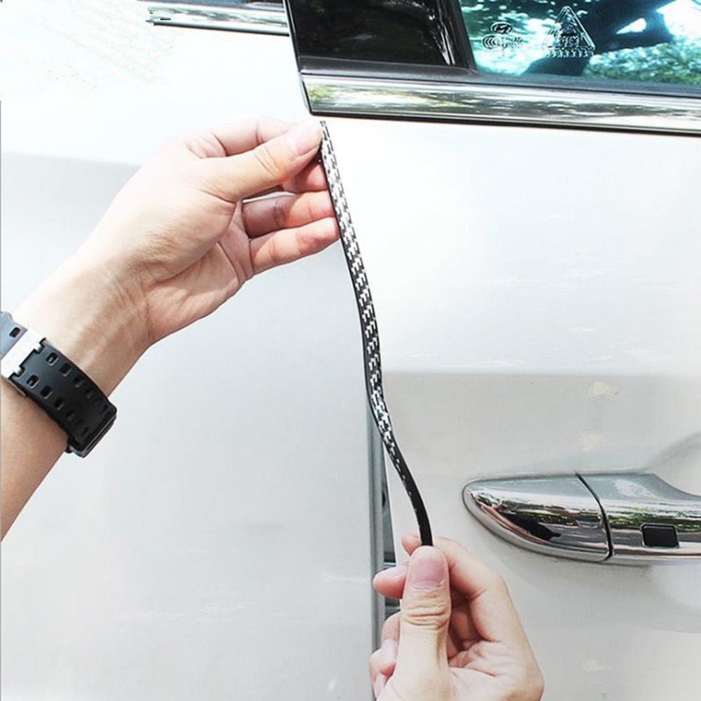 5M Carbon Fibre Car Door Anti Collision Strip Bumper Trim Edge Scratch Protector Strip Sealing Guard Styling Car Decor Sticker Interior Mirrors 6