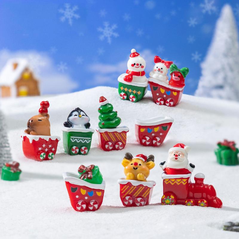 1/4 шт. Рождественская елка Санта Клаус Снеговик Лось Пингвин Колокольчик Миниатюрные ландшафтные украшения Дом Новый год Рождество Кукольный домик Декор
