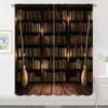 3D Digital Printed Vintage Bookshelf Bookcase Curtains Living Room Bedroom Retro Library Window Curtains Home Decoration Custom