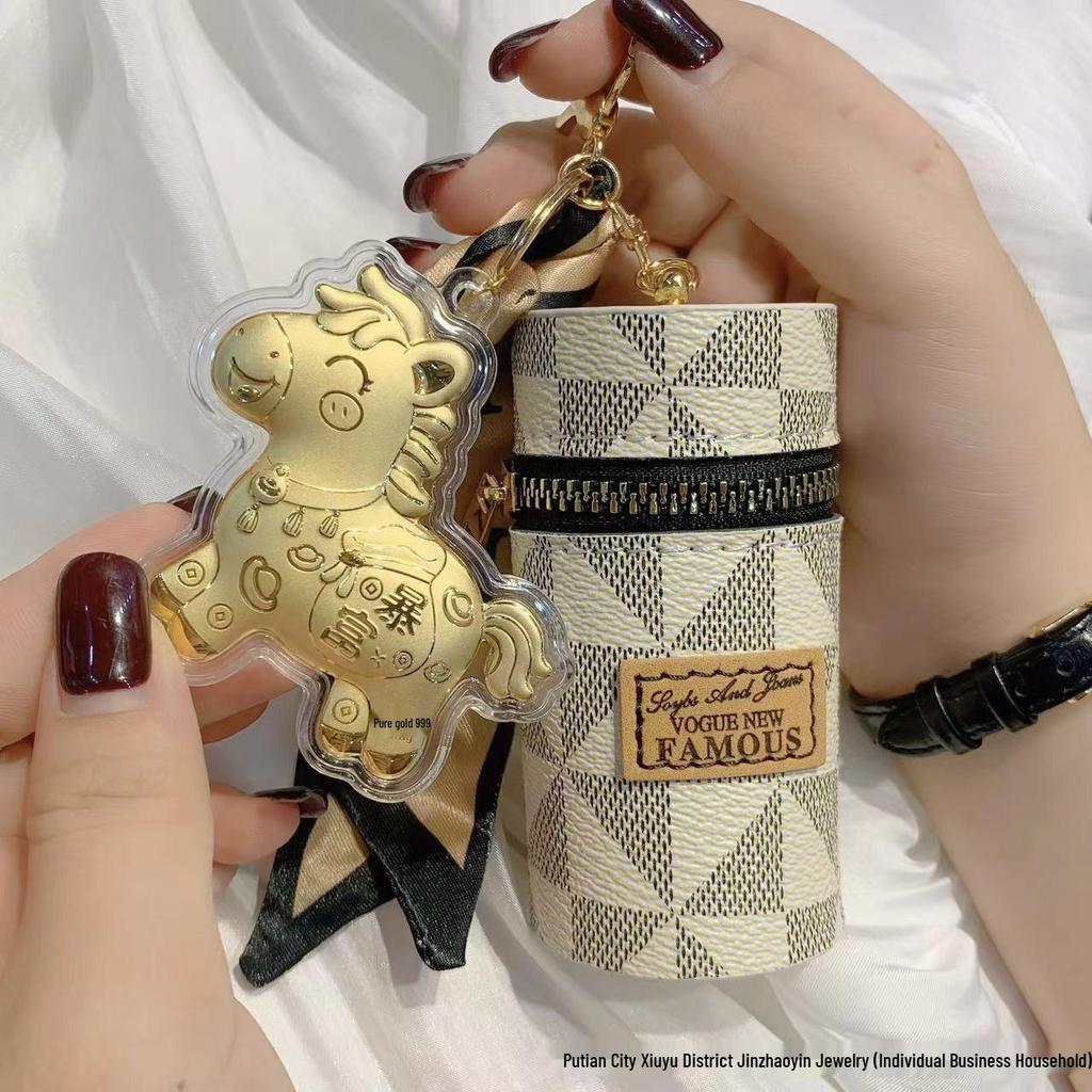 999 Чистое Золото Деньги Счастливый Красный Конверт Брелок для Ключей Автомобиля и Подвеска для Сумки Подарок
