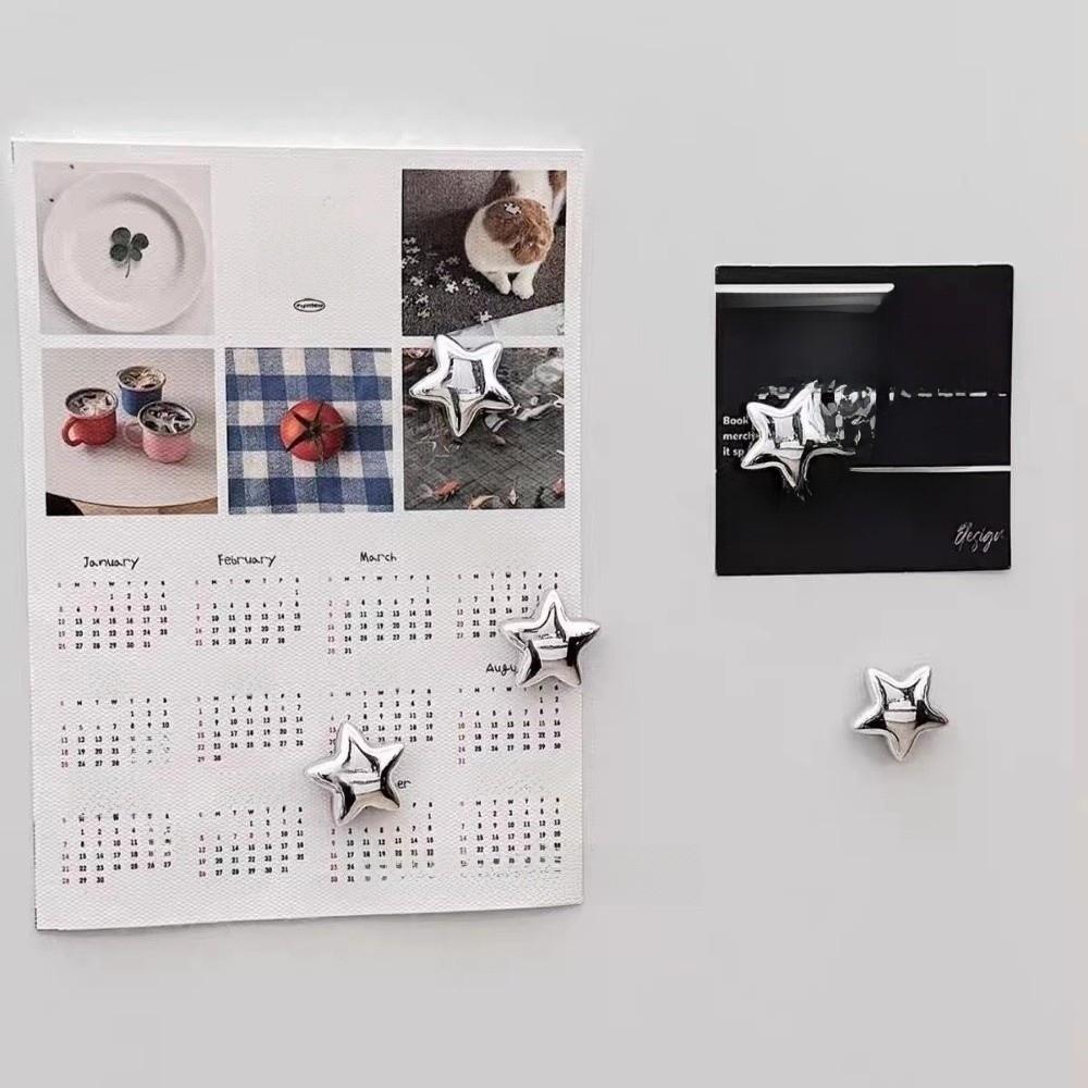 5/10 pcs Strong Magnet Fridge Magnet Silver Stars Refrigerator Decals Door Mounting