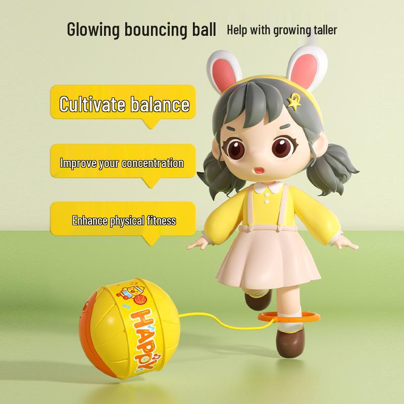 Светящийся набор прыгающих мячей с кольцом на лодыжку для детей - Мигающая, прыгучая, эластичная спортивная игрушка для мальчиков и девочек