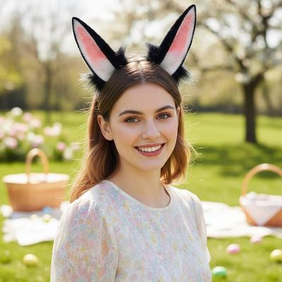 Fluffy Rabbit Ear Headband Cosplay Anime Convention Cute Kawaii Hair Accessory Girls Women Men Handmade Plush