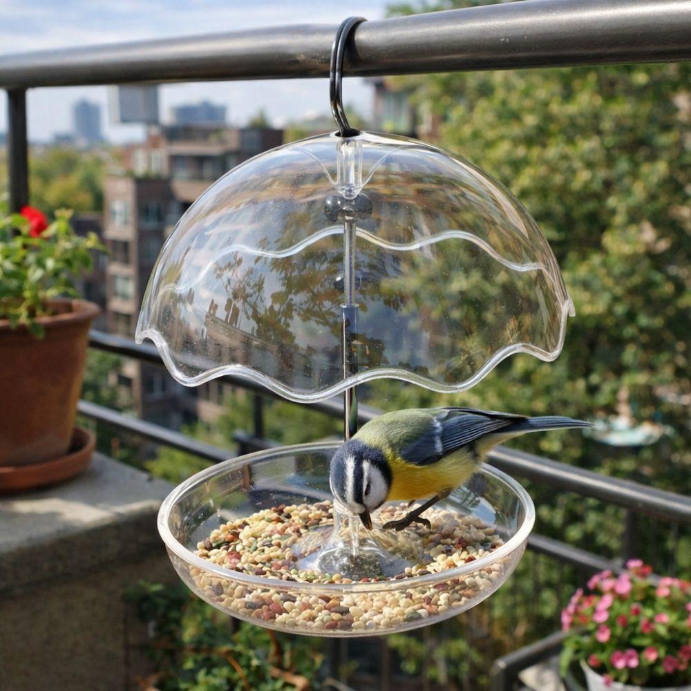 Подвесная кормушка для птиц с открытой платформой, прозрачная кормушка для колибри, декор для сада на открытом воздухе