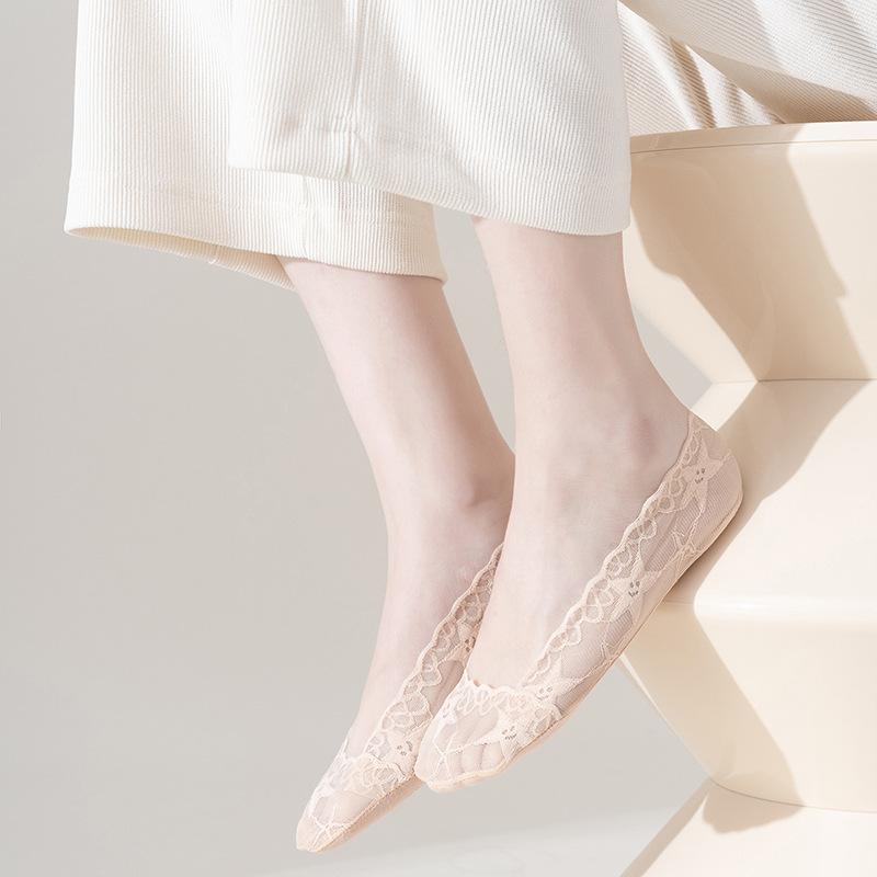 Summer Cotton, Socks Lace Women'S Silicone Non-Slip Invisible Socks, Breathable Socks, Women'S Socks