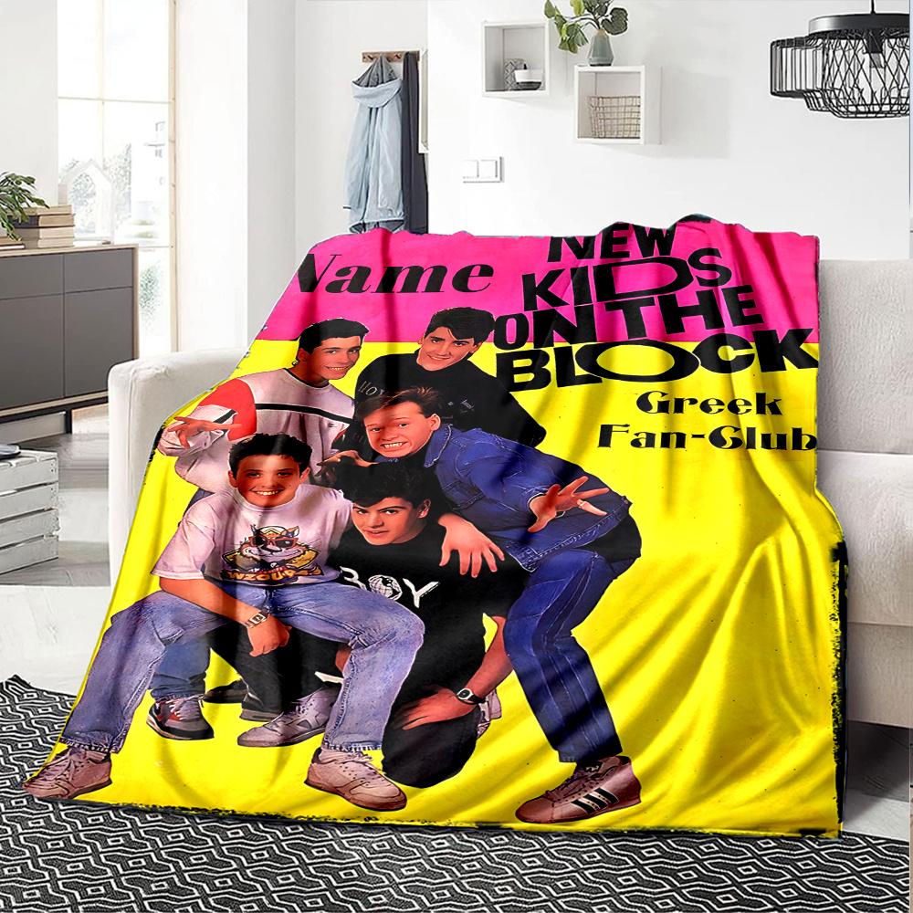 New Kids On The Block Greek Fan Club Poster Gift Personalized Blanket Personalized Text Comfortable Suitable For Sofa Couch Office Bed Picnics For All