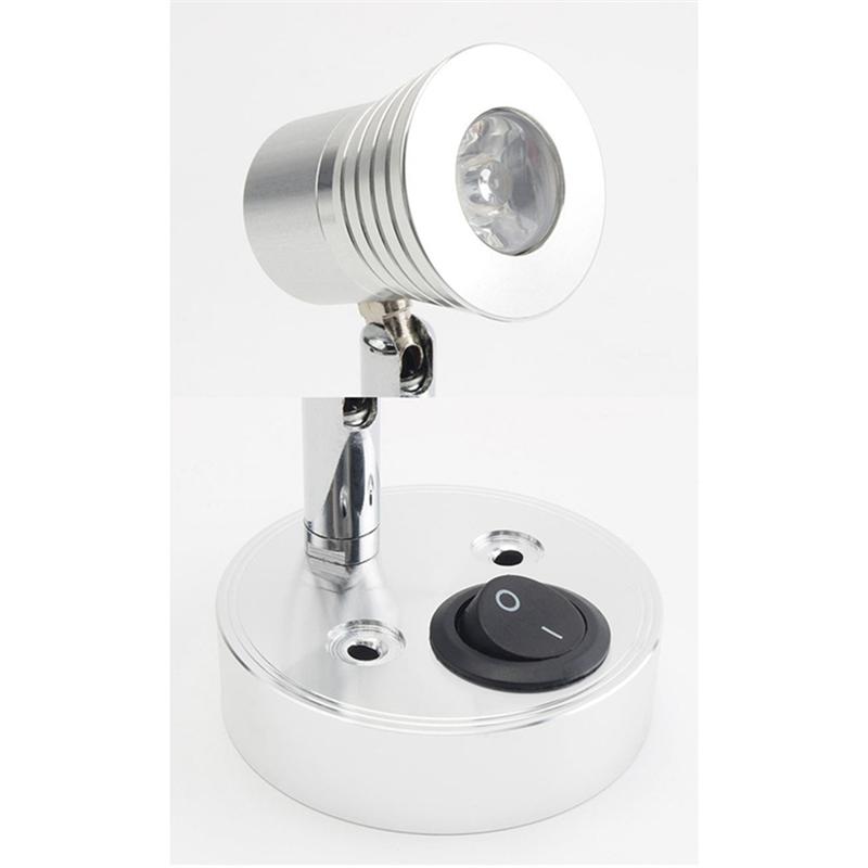 Wall Mounted Bed Lamp For Campers, Trucks, Caravans, Buses, Boats And Utility Vehicles (Silver)