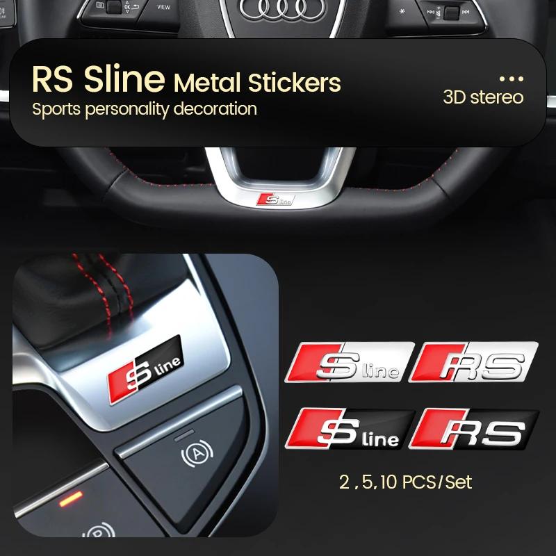 3D Aluminum SLINE RS Badge Car Steering Wheel Sticker Auto Emblem Decoration Accessories for Audi S A3 A4 B8 8P 8V A6 C7 A5 Q5