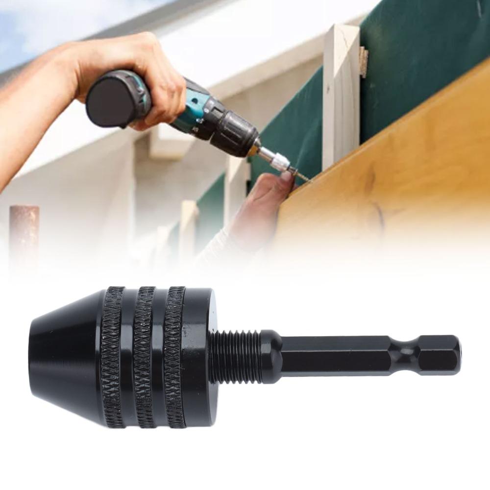 Aluminum Alloy Keyless Drill Chuck Black Drill Bit Chuck Tool Hex Shank Chuck Impact Driver