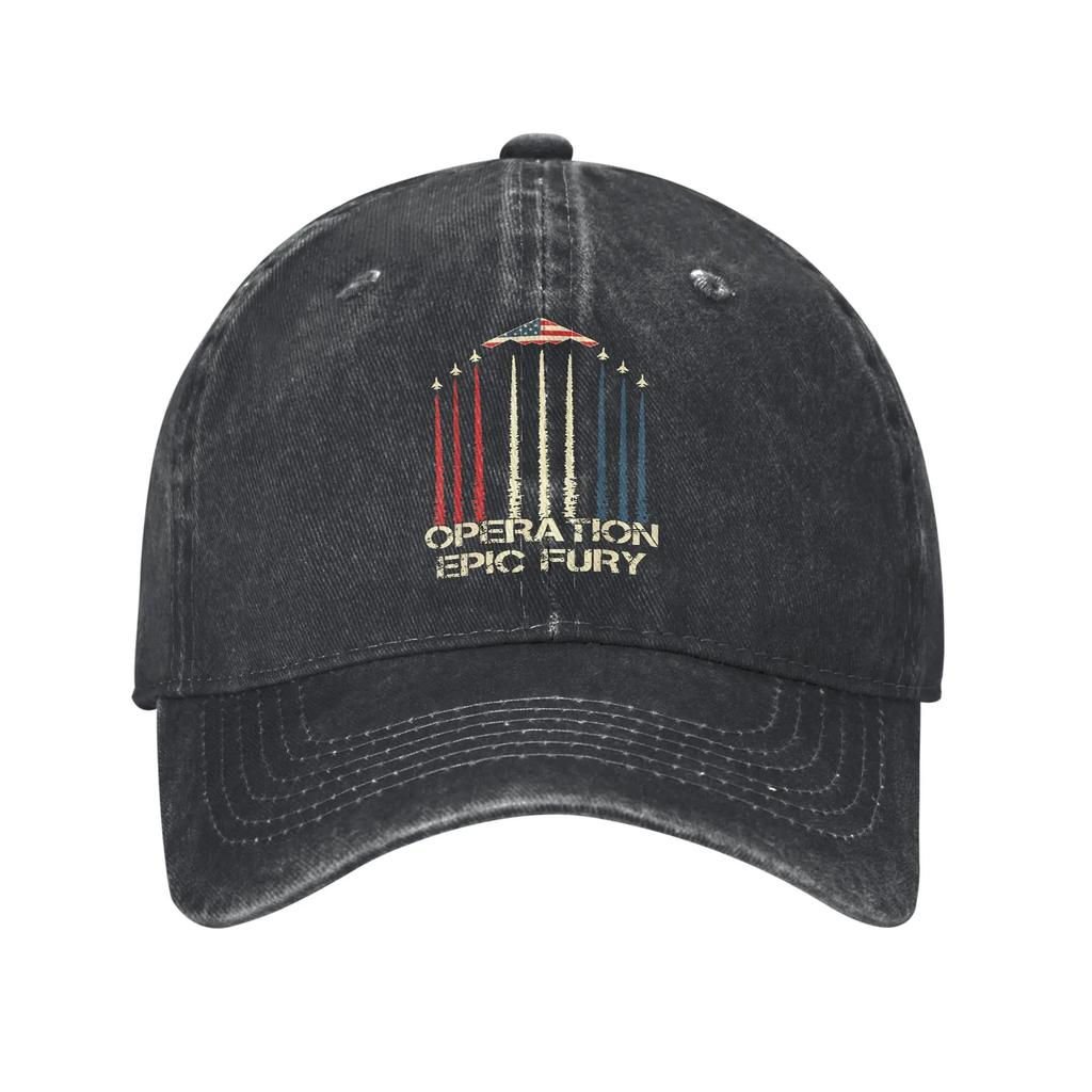 Washed Baseball Cap Operation Epic Fury Summer Trucker Hat For Unisex Women Classic Outdoor Sport Sun Snapback Cap