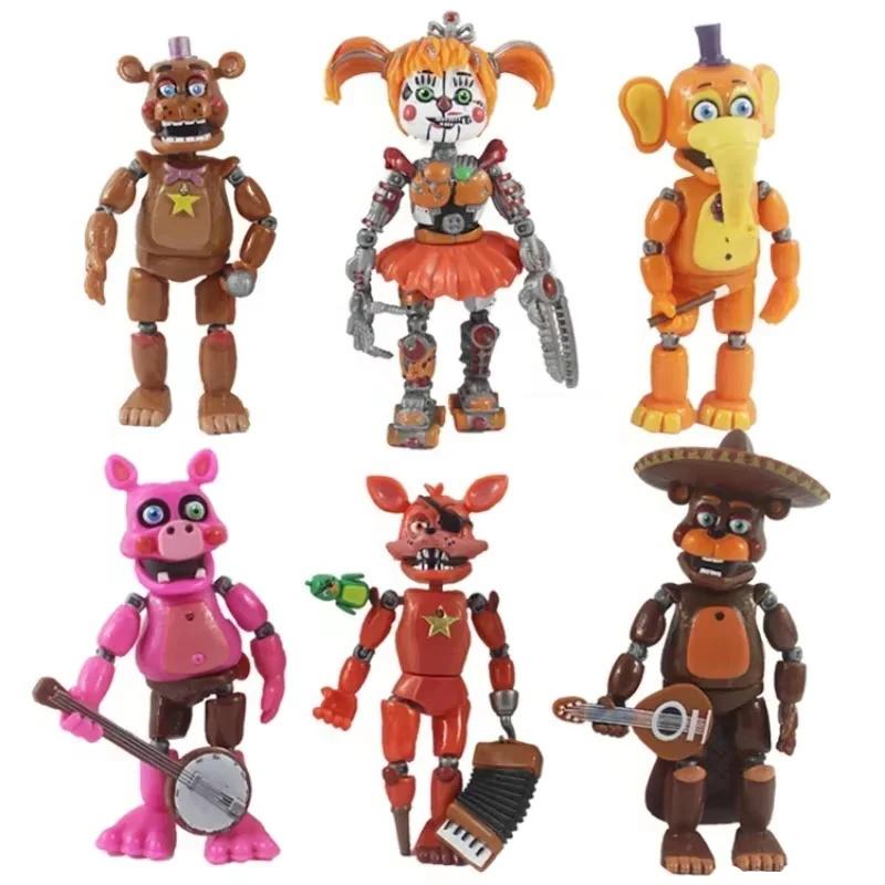 5-6 шт./комплект Фигурки FNAF Security Breach, шарнирные, подвижные, съемные, Бонни, Фокси, Медведь Фредди, Куклы, Игрушки