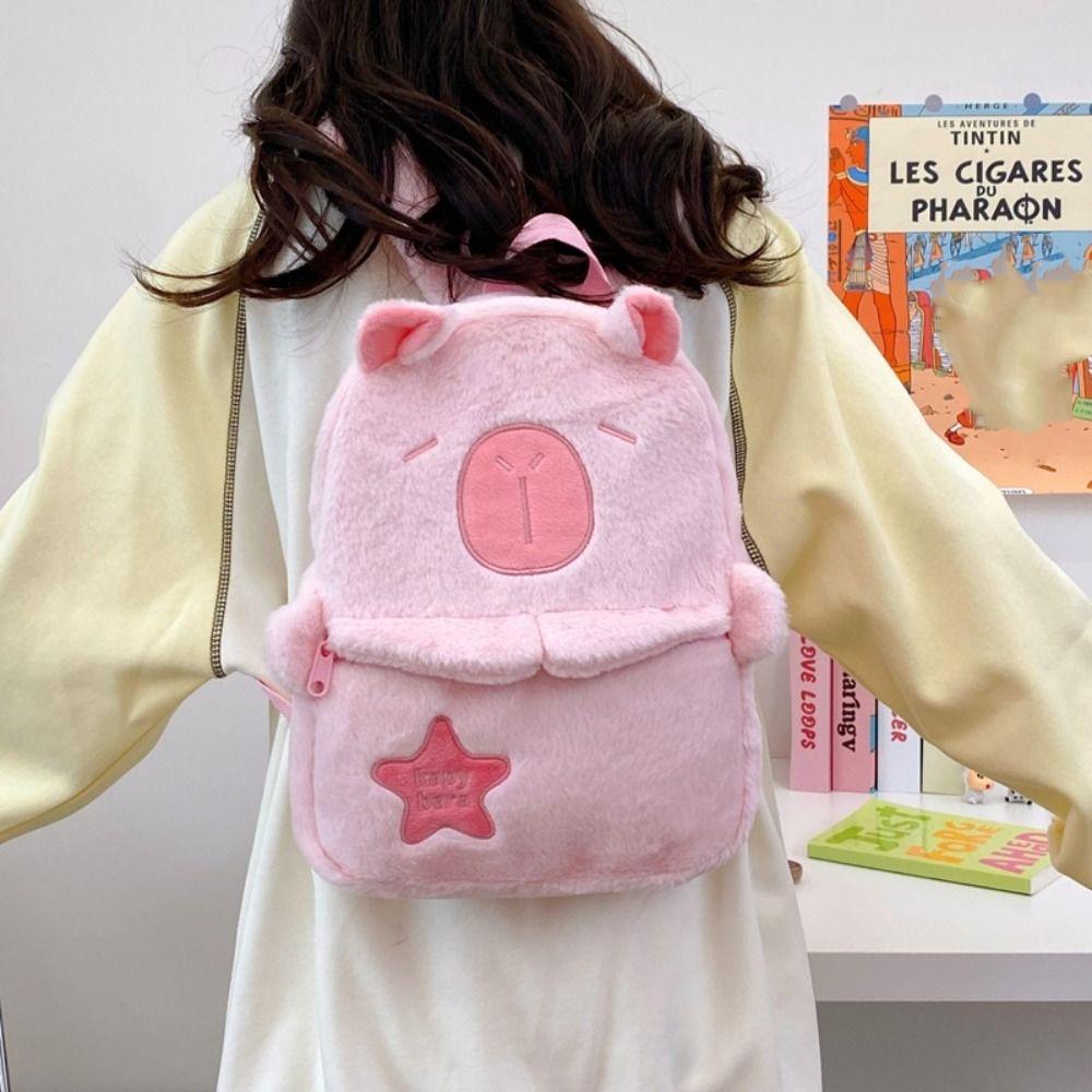 Large Capacity School Backpack Star Stuffed Toys Schoolbag Cute Capybara Backpack Gifts