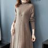Вязаное платье средней длины Женское однотонное платье-свитер Женское осенне-зимнее платье-пуловер длиной до колена Пуловер