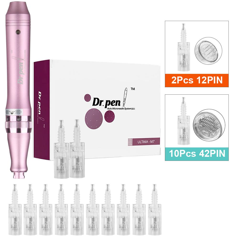 Dr.Pen M7C Wried Micro Needle Pen MTS Мезотерапия Microneedling Derma Roller с 12 шт. Картриджи Салонное устройство для ухода за кожей