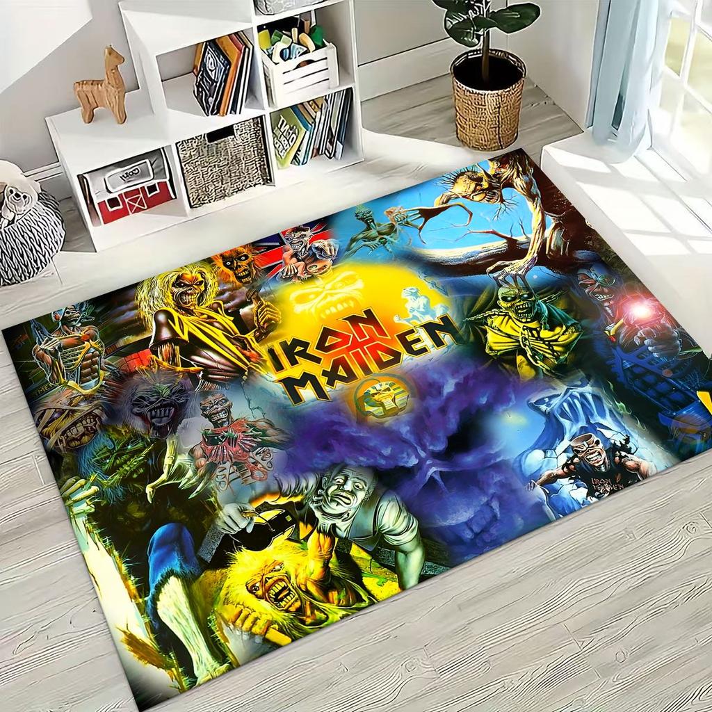 3D I-Iron-Maidens Music Band Art Carpet Rug for Bedroom Living Room Sofa Home Doormat Decor,Large Kids Non-slip Floor Mat