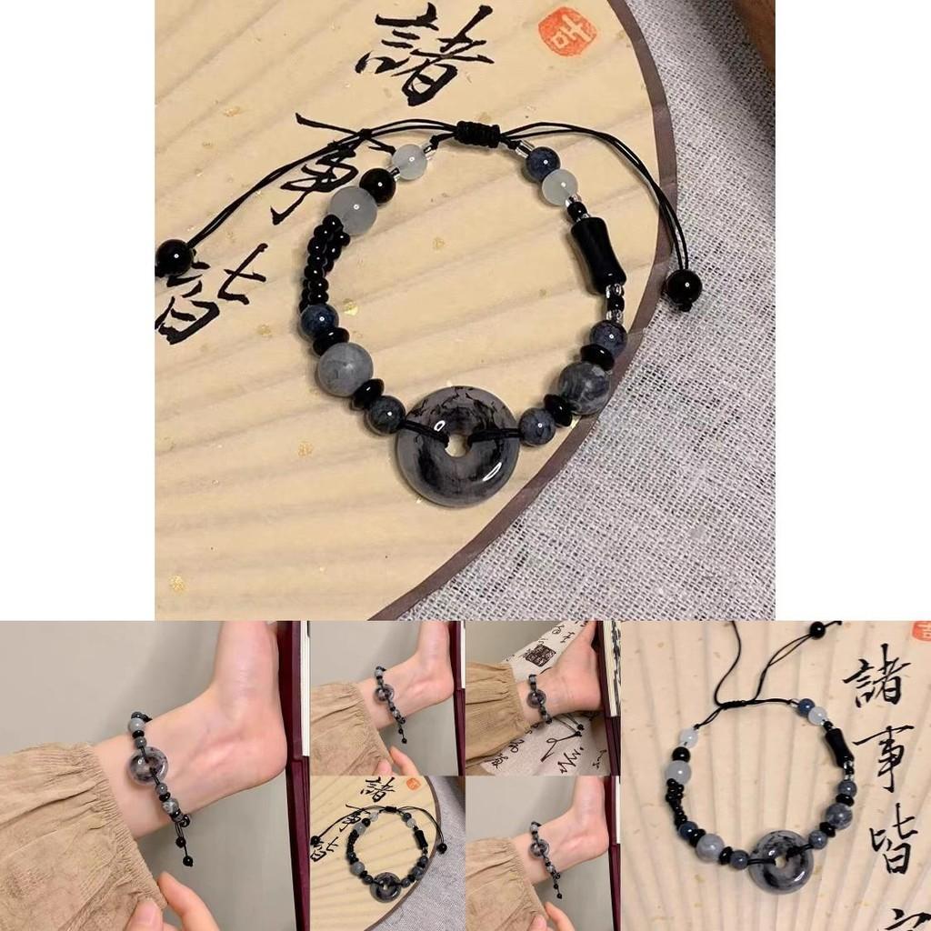High-end Black Beaded Bracelet Exquisite Chinese Style Resin Stone