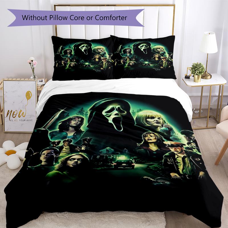 3pcs Halloween horror Bedding Set Duvet Cover Closure Includes 1 Duvet Cover & 2 Pillowcases, Soft and Comfortable for All Seasons.