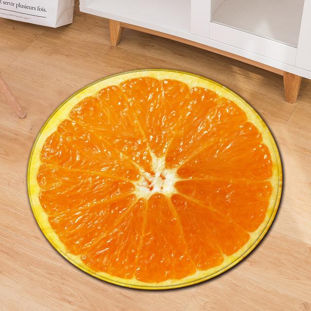 Круглый ковер с рисунком из нарезанных фруктов, для гостиной, спальни, нескользящий моющийся декоративный коврик, компьютерный коврик, мягкий детский коврик для ползания