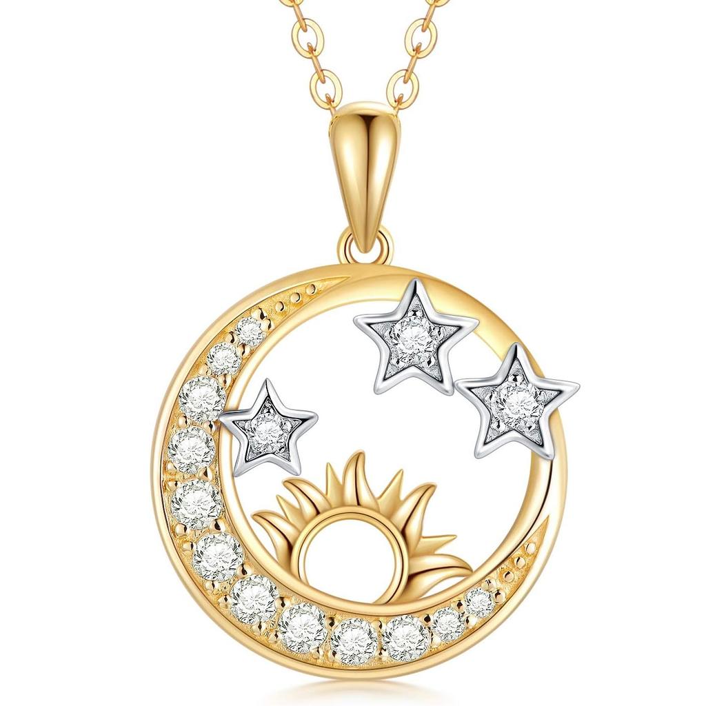 Ожерелье из сплава золота с изображением солнца, луны и звезд для женщин, ювелирное украшение в подарок жене, девушке, маме