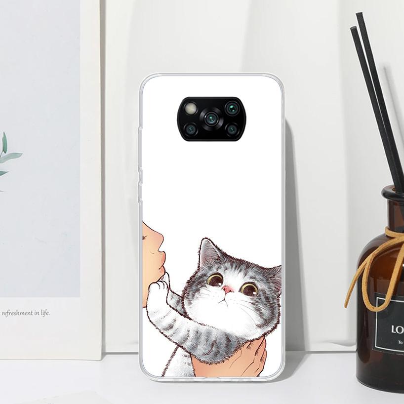 Kiss Lovely Cat Kitten Phone Case For Xiaomi Poco X7 X6 X5 M7 M8 Pro F7 Ultra Redmi 15C 15 13C 13 12C 12 10 10C 10A Art Fundas P