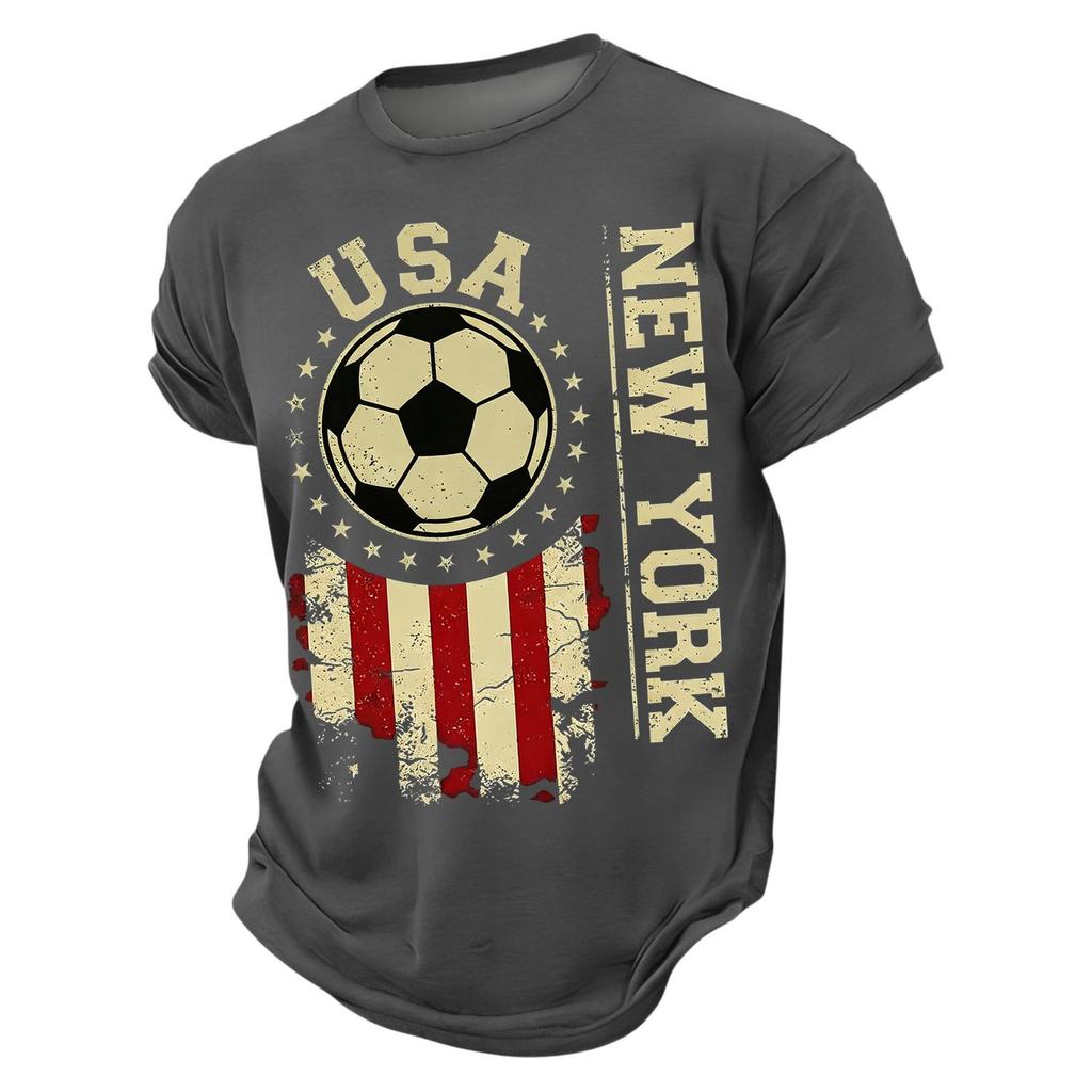 Мужская футболка с графическим принтом USA Soccer, с круглым вырезом, коротким рукавом, повседневная, с эффектом потертости